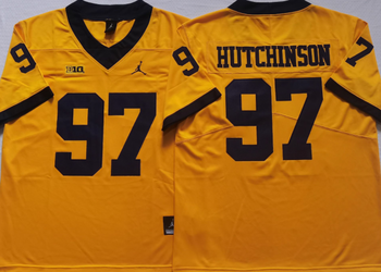 Michigan Wolverines Yellow 97 HUTCHINSON Football Jersey MEN WOMEN YOUTH S-6XL SIZE