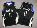Milwaukee Bucks #0 Damian Lillard stitched basketball jersey-Black declaration MEN WOMEN YOUTH S-6XL SIZE