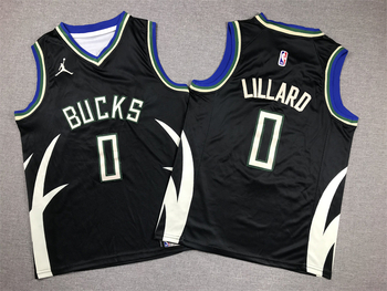 Milwaukee Bucks #0 Damian Lillard stitched basketball jersey-Black declaration MEN WOMEN YOUTH S-6XL SIZE