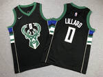 Milwaukee Bucks #0 Damian Lillard stitched basketball jersey-black