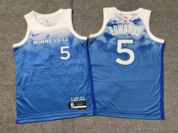 Minnesota Timberwolves #5 Anthony Edwards stitched basketball jersey city blue MEN WOMEN YOUTH S-6XL SIZE