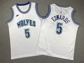 Minnesota Timberwolves #5 Anthony Edwards stitched basketball jersey white MEN WOMEN YOUTH S-6XL SIZE