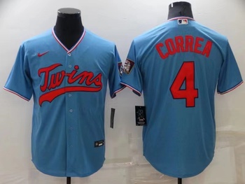 Minnesota Twins  Limited baseball Jersey #4 Carlos Correa  stitched jersey blue MEN WOMEN YOUTH S-6XL SIZE