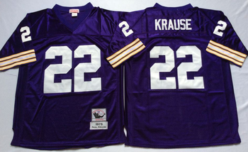 Minnesota Vikings Purple #22 KRAUSE Mitchell & Ness Football Jersey Retro men women youth size S-6XL