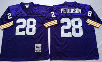 Minnesota Vikings Purple #28 PETERSON Mitchell & Ness Football Jersey Retro men women youth size S-6XL