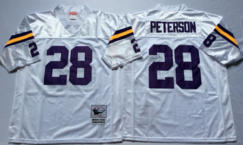 Minnesota Vikings White #28 PETERSON Mitchell & Ness Football Jersey Retro men women youth size S-6XL