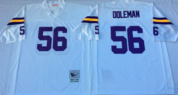 Minnesota Vikings White #56 DOLEMAN Mitchell & Ness Football Jersey Retro men women youth size S-6XL