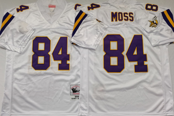 Minnesota Vikings White #84 MOSS Mitchell & Ness Football Jersey Retro men women youth size S-6XL
