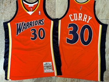 Mitchel &Ness Golden State Warriors 30# Stephen Curry 2009-10 Vintage mercerized blue embroidery basketball jersey orange MEN WOMEN YOUTH S-6XL SIZE