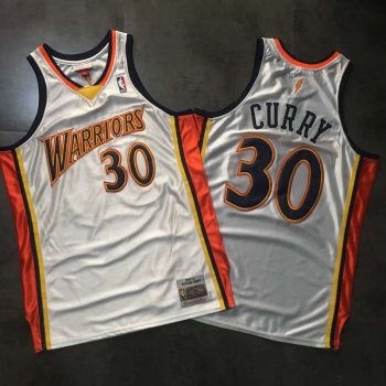 Mitchel &Ness Golden State Warriors 30# Stephen Curry 2009-10 Vintage mercerized blue embroidery basketball jersey white MEN WOMEN YOUTH S-6XL SIZE