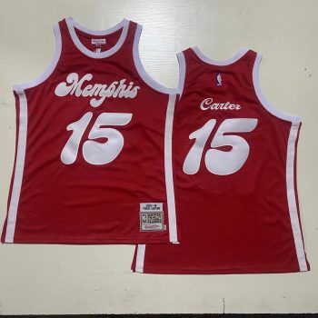 Mitchel &Ness Memphis Grizzlies Vince Carter #15 2015-16 season red embroidery MEN WOMEN YOUTH S-6XL SIZE