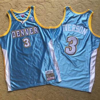 Mitchel &Ness Nuggets 3# Iverson 06-07 vintage mercerized blue dense embroidery MEN WOMEN YOUTH S-6XL SIZE