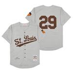 Mitchell And Ness 1953 Browns 29 Satchel Paige Grey Stitched Jersey