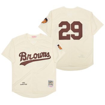 Mitchell And Ness 1953 Browns 29 Satchel Paige cream Stitched Jersey men women youth size S-6XL