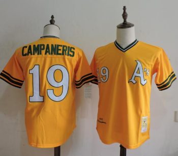 Mitchell And Ness Athletics #19 Bert Campaneris Yellow Throwback Stitched MLB Jersey  MLB Jersey MEN WOMEN YOUTH S-6XL SIZE