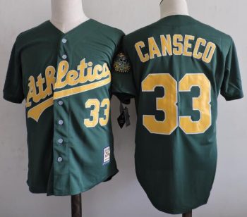 Mitchell And Ness Athletics #33  JOSE CANSECO GREEN Throwback Stitched MLB Jersey  MLB Jersey MLB Jersey MLB Jersey MEN WOMEN YOUTH S-6XL SIZE