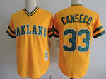 Mitchell And Ness Athletics #33  JOSE CANSECO gold Throwback Stitched MLB Jersey  MLB Jersey MLB Jersey MEN WOMEN YOUTH S-6XL SIZE