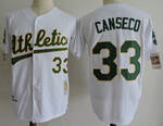 Mitchell And Ness Athletics #33  JOSE CANSECO white Throwback Stitched MLB Jersey  MLB Jersey MEN WOMEN YOUTH S-6XL SIZE