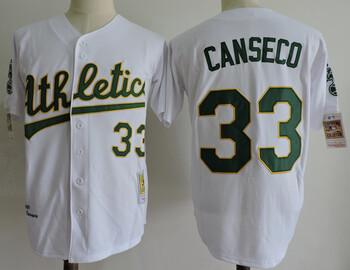Mitchell And Ness Athletics #33  JOSE CANSECO white Throwback Stitched MLB Jersey  MLB Jersey MEN WOMEN YOUTH S-6XL SIZE