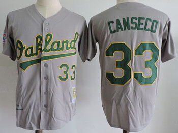 Mitchell And Ness Oakland Athletics #33 Jose Canseco Grey Throwback Stitched Jersey MEN WOMEN YOUTH S-6XL SIZE