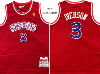 Mitchell & Ness Allen Iverson roja Philadelphia 76ers 1996-97 Big & Tall Hardwood Classics Swingman para hombre MEN WOMEN YOUTH S-6XL SIZE