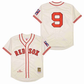 Mitchell and Ness 1990 Boston Red Sox #9 Ted Williams cream men women youth size S-6XL
