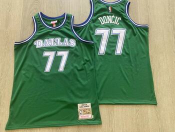 Mitchell&Ness Dallas Mavericks #77 Luka Dončić 2018-19 throwback green jersey MEN WOMEN YOUTH S-6XL SIZE