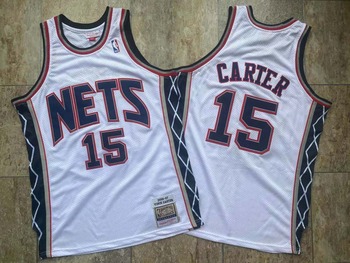 Mitchell&Ness Nets 15# Flying Man Carter white embroidery MEN WOMEN YOUTH S-6XL SIZE
