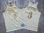 Mitchell&Ness hiladelphia 76ers #3 Allen Iverson 2000-2001 all gold word dense embroidery retro basketball jersey