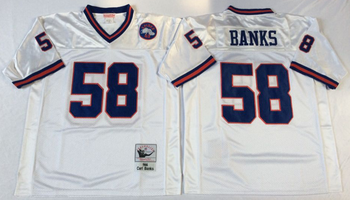 Naw York Giants #58 White BANKS Mitchell & Ness Football Jersey Retro men women youth size S-6XL