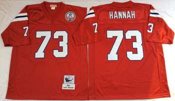 New England patriots Red #73 HANNAH Mitchell & Ness Football Jersey Retro men women youth size S-6XL