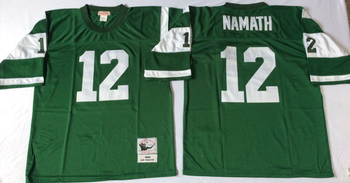 New York Jets Green #12 NAMATH Mitchell & Ness Football Jersey Retro men women youth size S-6XL