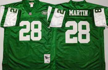New York Jets Green #28 MARTIN Mitchell & Ness Football Jersey Retro men women youth size S-6XL
