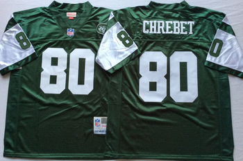 New York Jets Green M&N #80 CHREBET Mitchell & Ness Football Jersey Retro men women youth size S-6XL