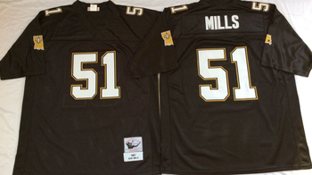 New orleans saints Black #51 MILLS Mitchell & Ness Football Jersey Retro men women youth size S-6XL