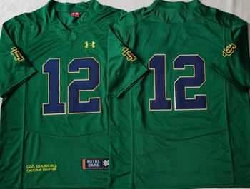 Norte Dame Fighting Irish Green #12 no name Football Jersey MEN WOMEN YOUTH S-6XL SIZE