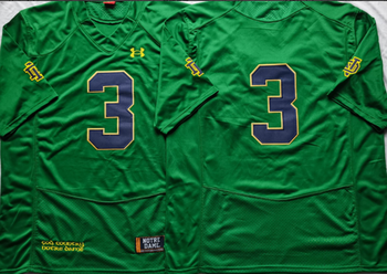 Norte Dame Fighting Irish Green #3 no name Football Jersey MEN WOMEN YOUTH S-6XL SIZE