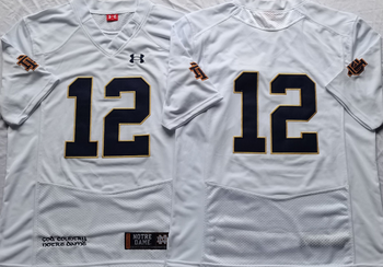 Norte Dame Fighting Irish White #12 no name Football Jersey MEN WOMEN YOUTH S-6XL SIZE