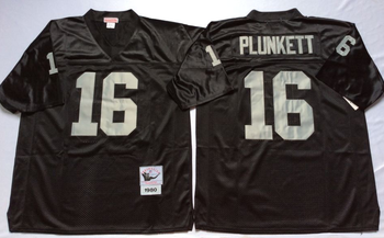 Oakland Raiders Black #16 PLUNKETT Mitchell & Ness Football Jersey Retro men women youth size S-6XL