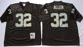 Oakland Raiders Black #32 ALLEN Mitchell & Ness Football Jersey Retro men women youth size S-6XL