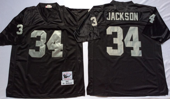 Oakland Raiders Black #34 JACKSON Mitchell & Ness Football Jersey Retro men women youth size S-6XL