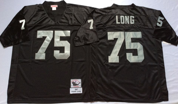 Oakland Raiders Black #75 LONG Mitchell & Ness Football Jersey Retro men women youth size S-6XL