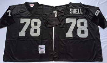 Oakland Raiders Black #78 SHELL Mitchell & Ness Football Jersey Retro men women youth size S-6XL