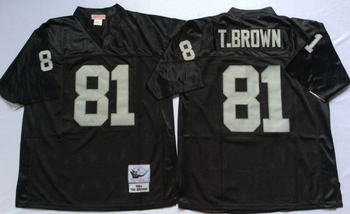 Oakland Raiders Black #81 T.BROWN Mitchell & Ness Football Jersey Retro men women youth size S-6XL