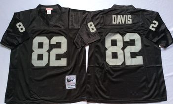 Oakland Raiders Black #82 DAVIS Mitchell & Ness Football Jersey Retro men women youth size S-6XL