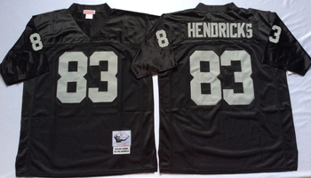 Oakland Raiders Black #83 HENDRICKS Mitchell & Ness Football Jersey Retro men women youth size S-6XL