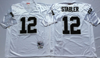 Oakland Raiders White #12 Retro Mitchell & Ness Football Jersey Retro men women youth size S-6XL