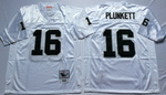 Oakland Raiders White #16 PLUNKETT Mitchell & Ness Football Jersey Retro men women youth size S-6XL