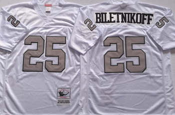 Oakland Raiders White #25 BILETNIKOFF Mitchell & Ness Football Jersey Retro men women youth size S-6XL