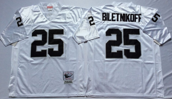 Oakland Raiders White #25 BILETNIKOFF retro Mitchell & Ness Football Jersey Retro men women youth size S-6XL